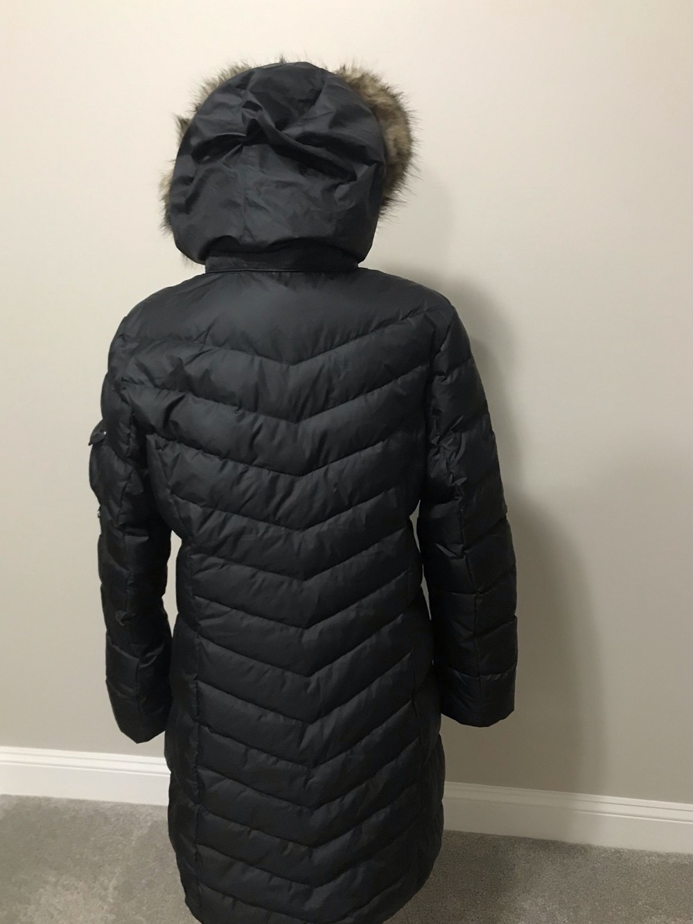 Eddie Bauer Sun Valley Black 650 Down Parka Coat Removable Faux Fur hood - Picture 6 of 13